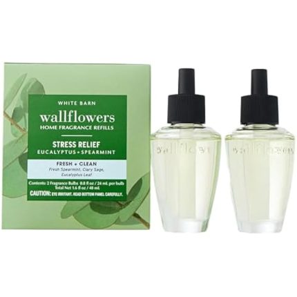 Bath & Body Works Wallflowers Refills, Eucalyptus Spearmint Scent, Plug-In Air Freshener Refills for Bedrooms, Bathrooms & Living Spaces, 2 Pack