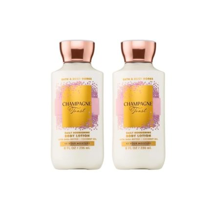 Bath & Body Works Champagne Toast Body Lotion, Lightweight Daily Moisturizer with Shea Butter & Coconut Oil, Bubbly Champagne & Sparkling Berry Scent, 8 fl oz - 2 Pack