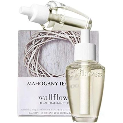 Bath & Body Works Wallflowers Refills, Mahogany Teakwood Scent, Plug-In Air Freshener Refills for Bedrooms, Bathrooms & Living Spaces, 2 Pack