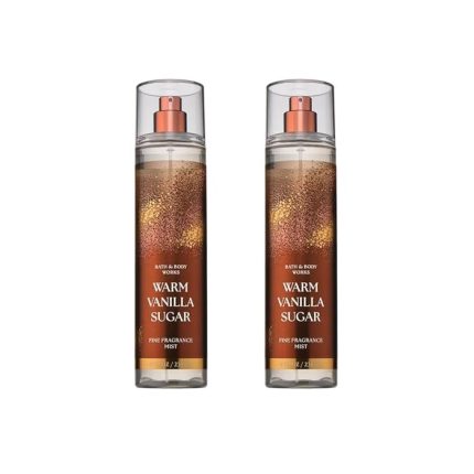 Bath & Body Works Warm Vanilla Sugar Fine Fragrance Mist, Body Spray & Perfume for Women, Long-Lasting Personal Fragrance, Sparkling Sugar and Sweet Vanilla Scent, 8 fl oz - 2 Pack