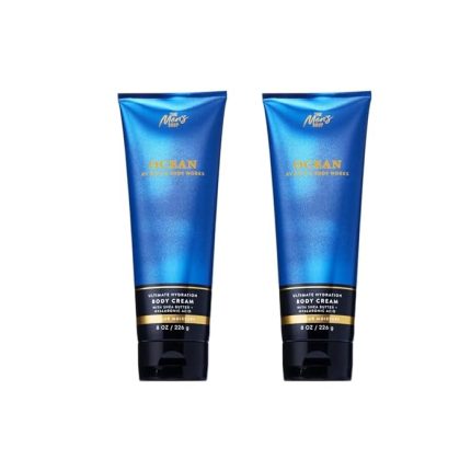 Bath & Body Works Men’s Body Cream, Ocean Scent, Ultimate Hydration Moisturizer with Shea Butter & Hyaluronic Acid for Dry Skin, Coastal Air & Cypress Scent, 8 oz - 2 Pack