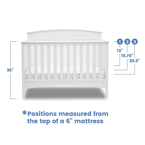 Delta Children Archer Solid Panel 4-in-1 Convertible Baby Crib – Greenguard Gold Certified, Bianca White - Image 6