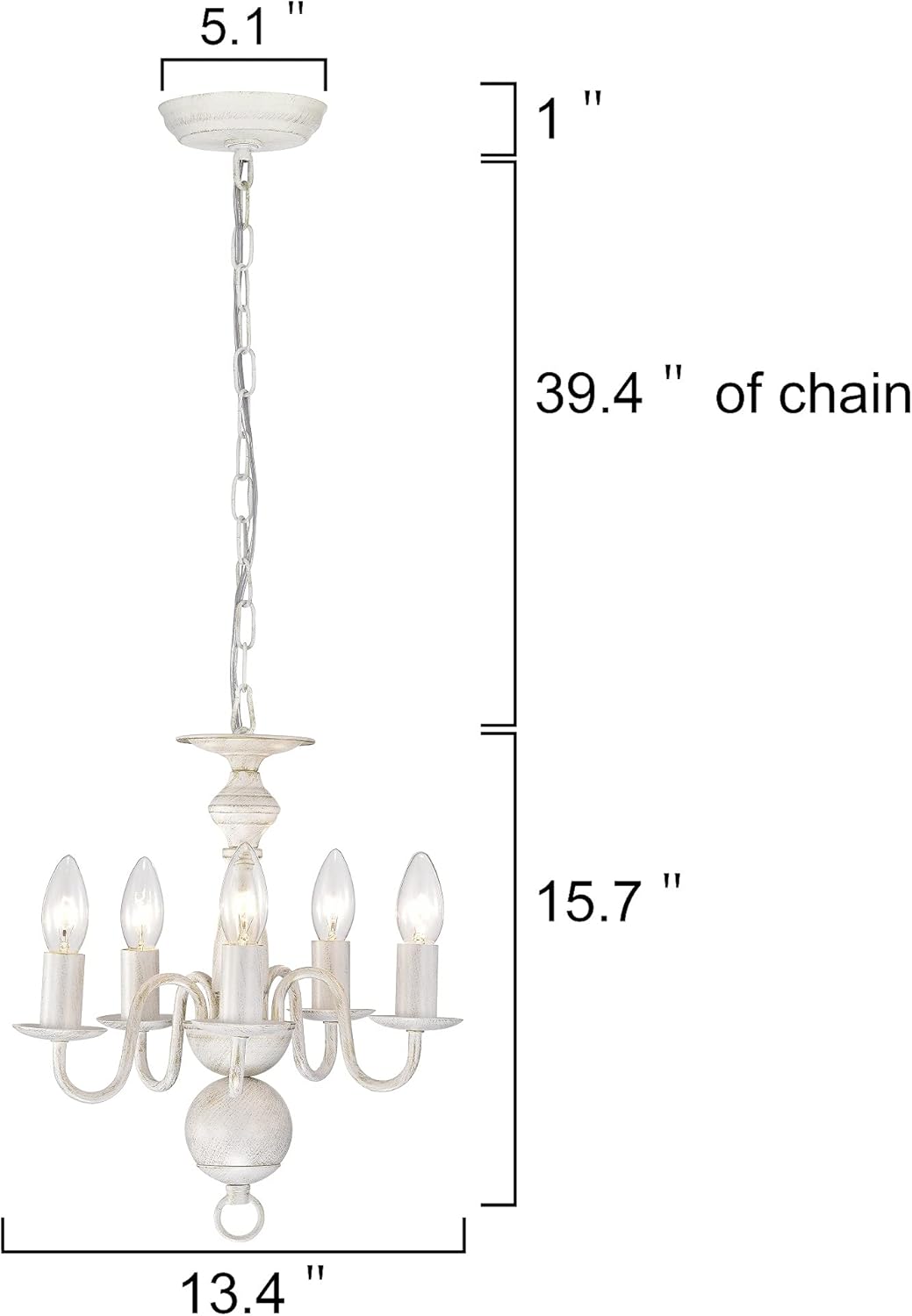 White Chandelier Small Rustic Chandeliers Farmhouse Metal Chandeliers 5 Light French Country Chandelier Lighting for Entryway,Foyer,Dining Room and Living Room - Image 7