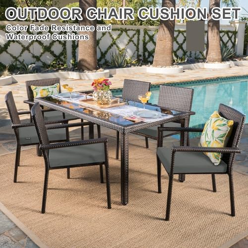Favoyard Outdoor Chair Cushion Set of 4 Rainproof & Color Fade Resistant 19 x 19 x 2 in Square Corner Patio Furniture Cushions with Waterproof Hidden Zipper Attach Ties for Dining Table Chairs Seats - Image 10