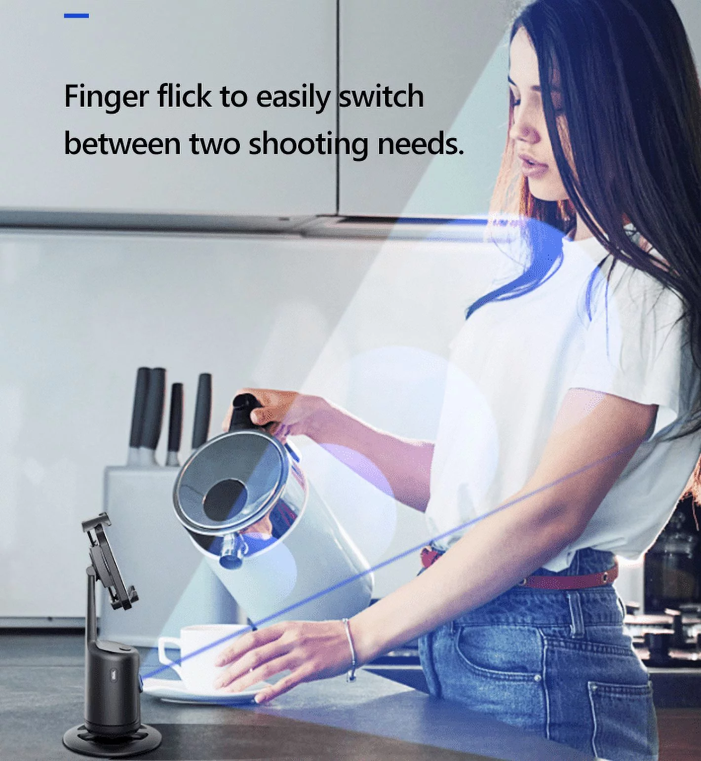 X XBEN Auto Face Tracking Tripod, 360?? Rotation Face Body Phone Camera Mount Smart Shooting Phone Tracking Holder for Live Vlog Streaming Video, White - Image 8