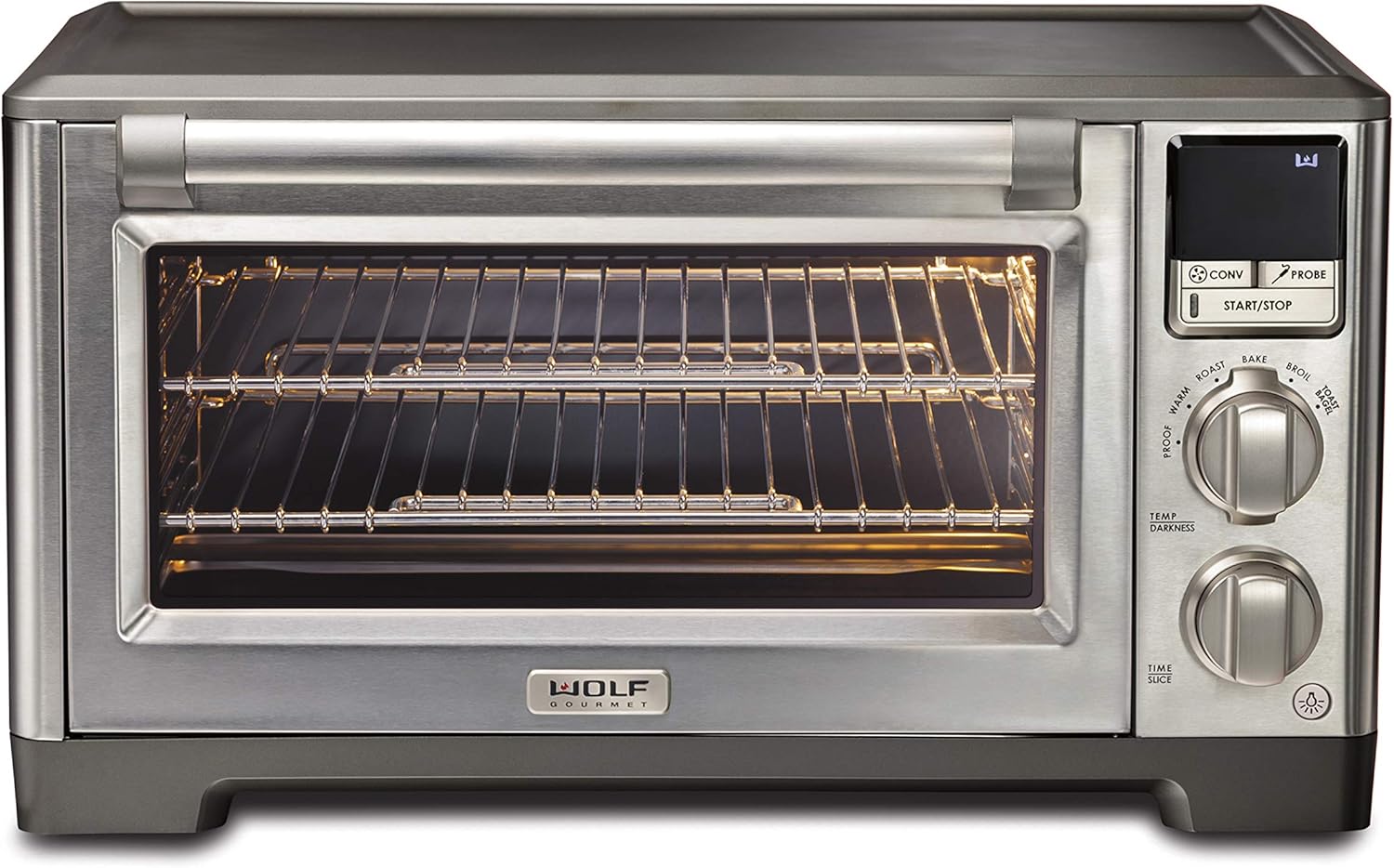 Wolf Gourmet Elite Digital Countertop Convection Toaster Oven with Temperature Probe, Stainless Steel and Red Knobs (WGCO150S) - Image 2