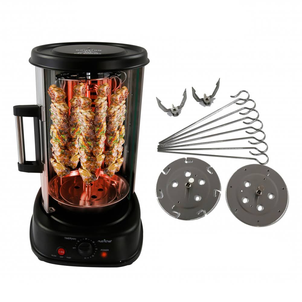 Nutrichef Vertical Rotisserie Oven – Rotating Kebob Cooker, Black - Image 8
