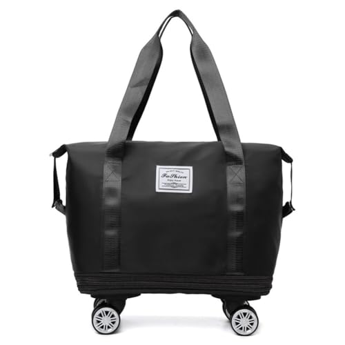 Rolling Duffle Bag with Wheels and Handle Foldable Travel Bag Expandable Carry on Bag with Detachable Casters Wheeled Weekender Bag for Women & Men – Purple