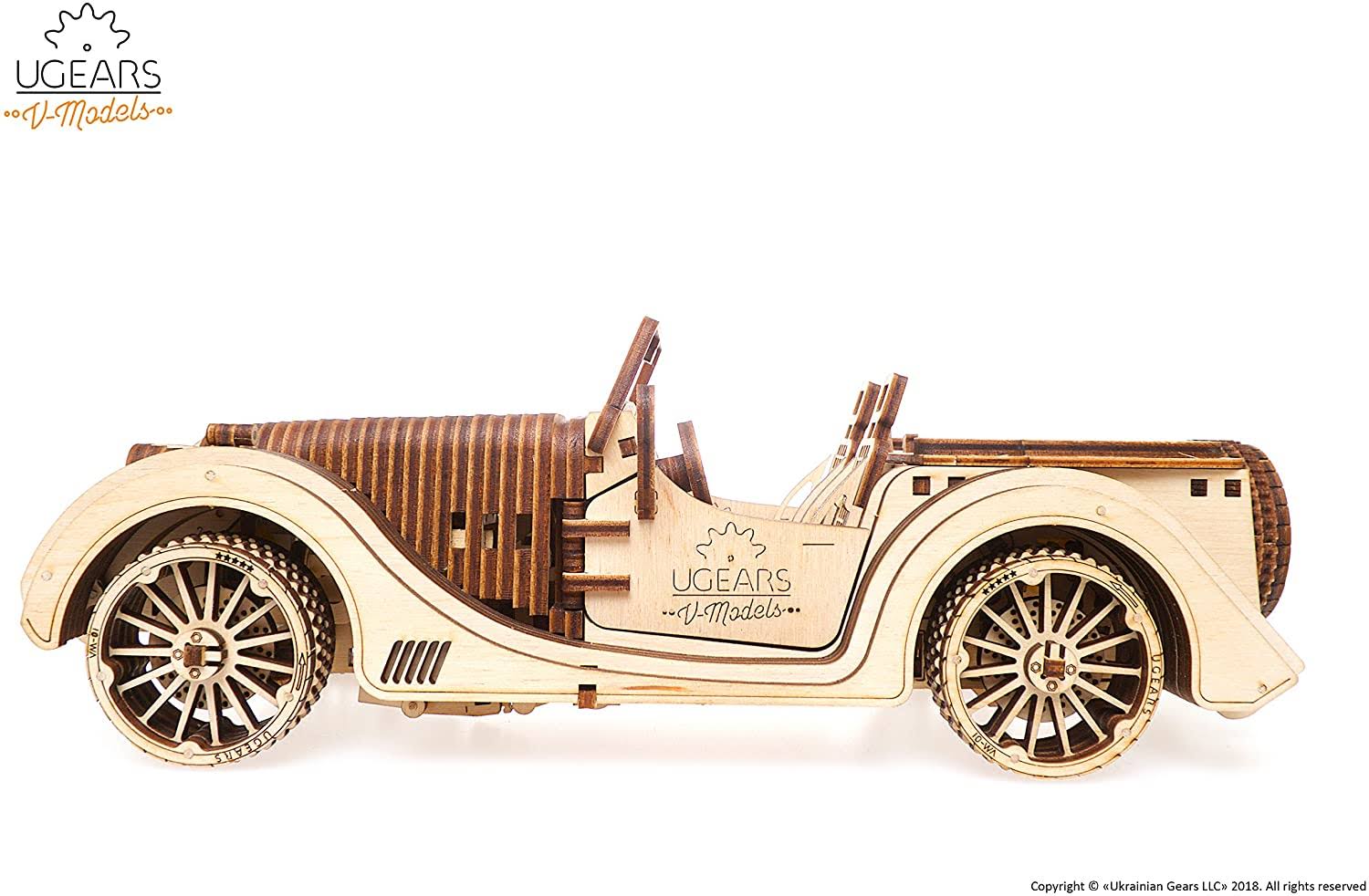 UGears Mechanical Models Roadster VM-01 3-D Wooden Puzzle - Image 7
