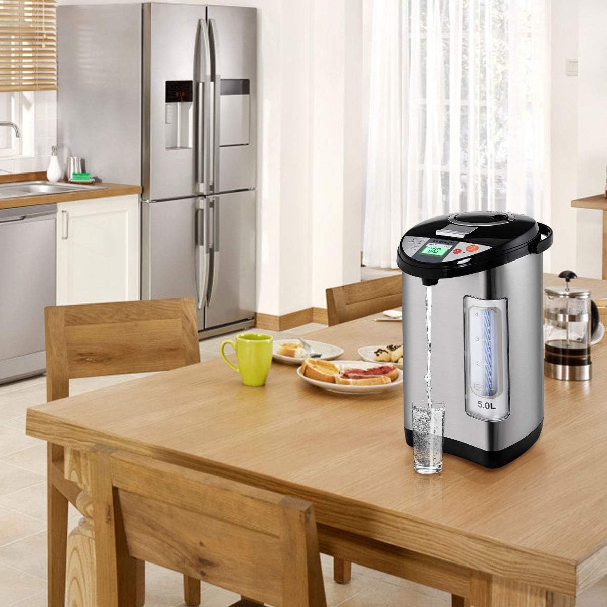 Costway Instant Electric Hot Water Boiler and Warmer, 5-Liter LCD Water Pot with 5 Stage Temperature Settings, Safety Lock to Prevent Spillage, Stainless Steel Hot Water Dispenser - Image 2