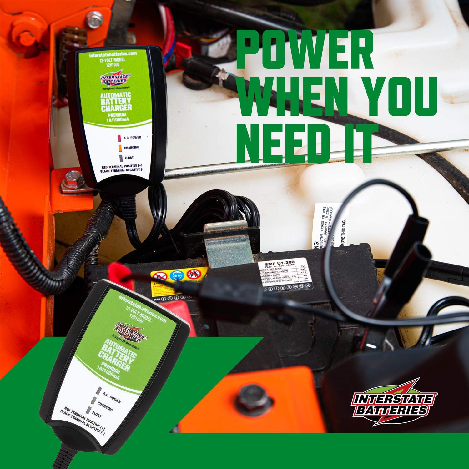 Interstate Batteries Automatic Battery Charger 12V 1.0 Amp (SLA/AGM) Sealed Lead Acid Trickle Charger Maintainer (920005) Pack of 2 - Image 3