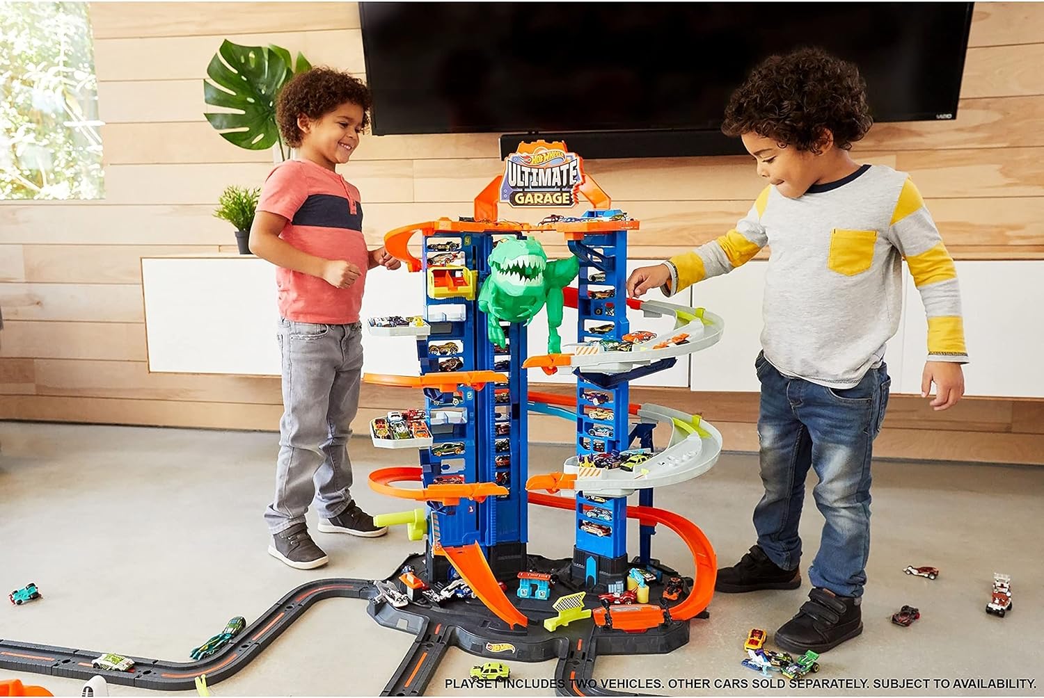 Hot Wheels City Robo T-Rex Ultimate Garage, Multi-level Multi-Play Mode, Stores 100 Plus 1:64 Scale Cars, Gift Idea for Kids 3 and Older - Image 5