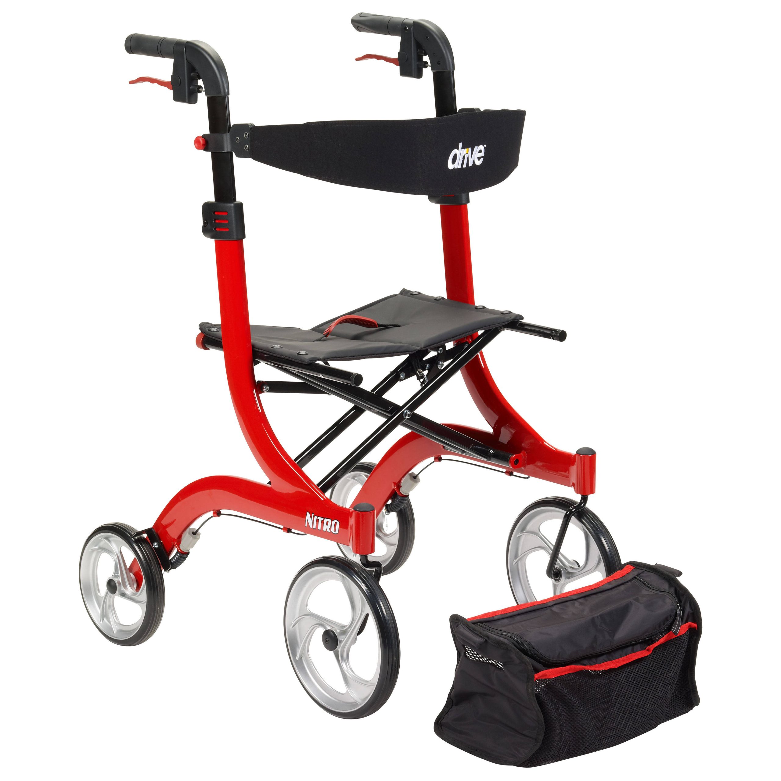 Drive Medical Nitro Euro Style Rollator Walker (Red) - Image 3
