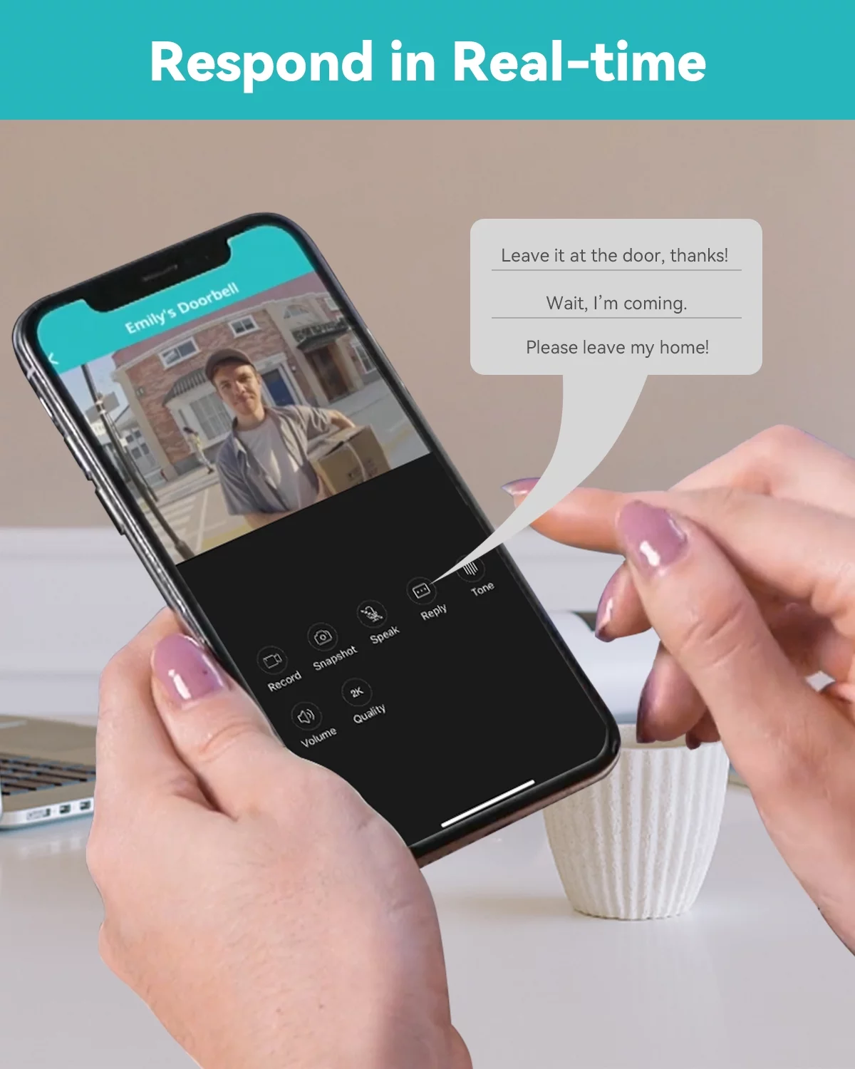 WUUK 2K Wireless Doorbell Camera with Free 32GB Local Storage Base Station, No Monthly Fee, Battery Powered Video Doorbell, Triple Motion Detection, Compatible with Alexa & Google - Image 4