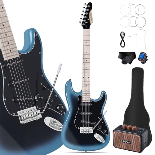 Leo Jaymz 39 Full Size ST Style Electric Guitar Starter Kit with SSH Pickup, 5W Portable Amp, Tuner, Gig Bag, Strap & Accessories (Violet Ocean) - Image 4