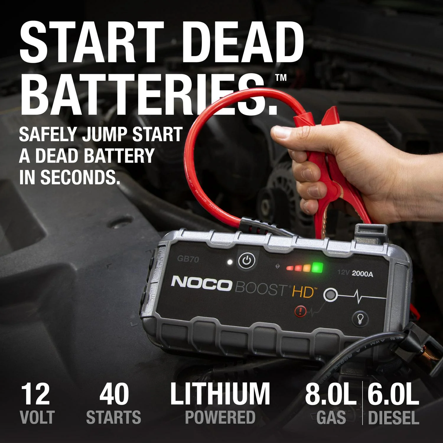 2025 NOCO Boost HD GB70 2000A 12V UltraSafe Portable Lithium Jump Starter - Image 2