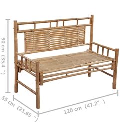 Alternative view of Garden Bench,Ideal Bench Seat with Handles and Backrest, Portable Wooden,Perfect for Indoor and Outdoor Use,Patio Bench with Cushion 47.2 Bamboo