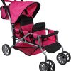 Mommy & Me Triplet Doll Pram Back to Back with Swiveling Wheels & Free Carriage Bag – 9668A