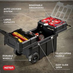 Alternative view of Keter Masterloader Resin Rolling Tool Box with Locking System and Removable Bins ?C Perfect Organization and Storage Chest for Power Drill, Tape Measure, and Screwdriver Set, Black