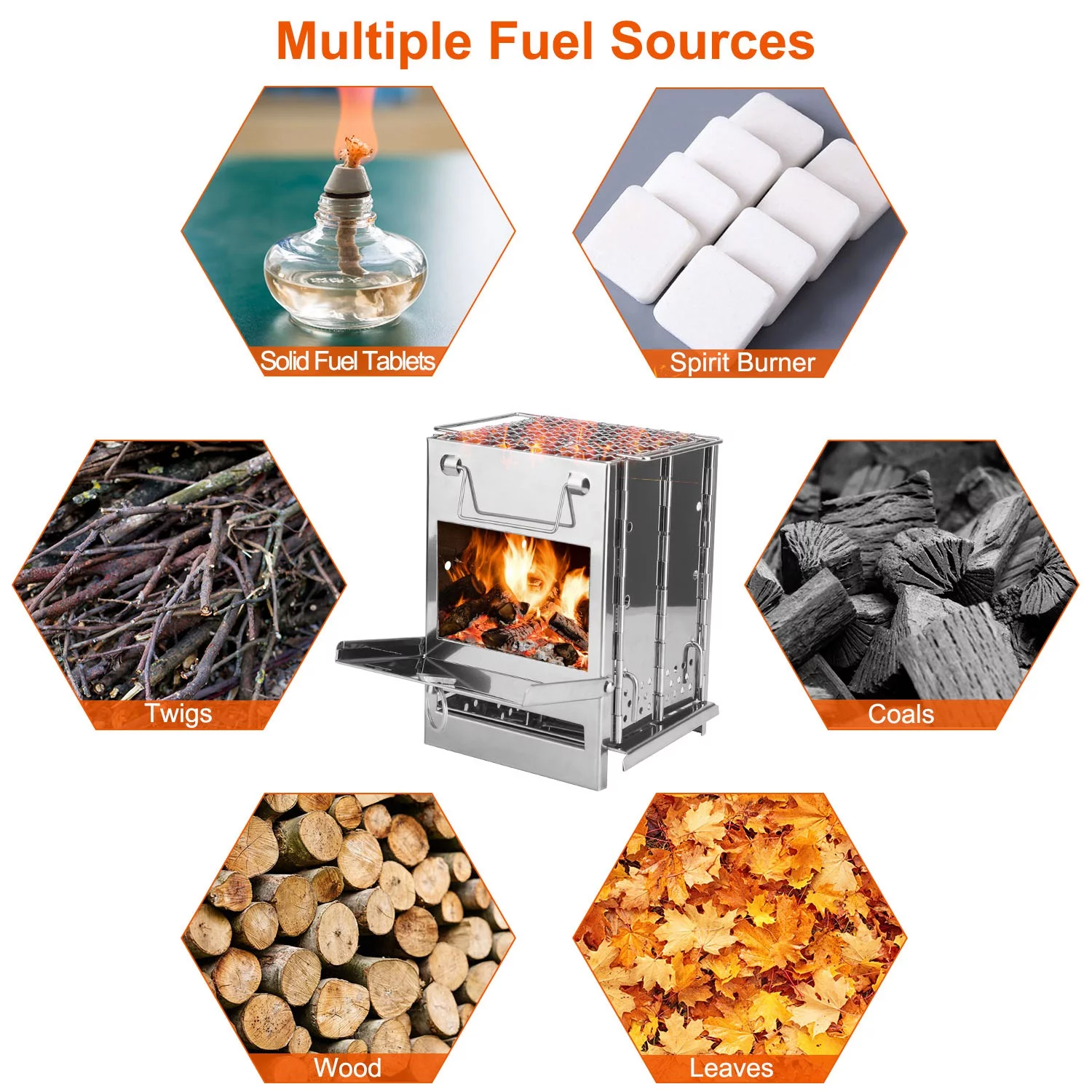 Folding Wood Burning Camp Stove, iMounTEK Small Portable Stainless Steel Backpacking Stove Outdoor Cooking Tents Heating Hiking Survival, Mini BBQ Stove with Carry Bag - Image 5