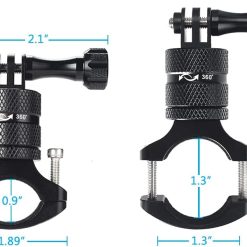 Alternative view of HSU Aluminum Bike Bicycle Handlebar Mount and Bike/Motorcycle Handlebars for Go Pro Hero 11/10/9/8/7/6/5/4, DJI Osmo Action AKASO and Other Action Cameras (Black)