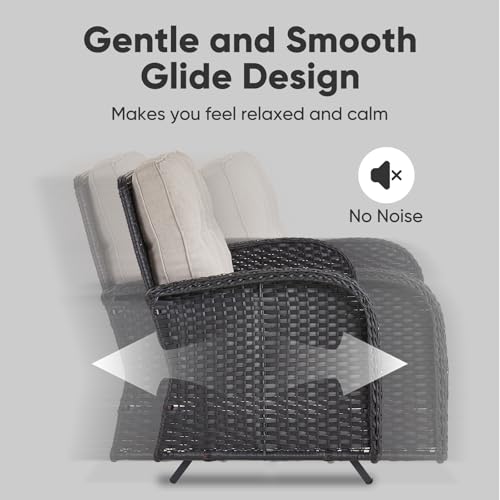 Patio Wicker Chairs Swivel Rocker – Outdoor Swivel Rocking Chairs Set of 2 with Rattan Side Table, Patio Swivel Glider Chair 3 Piece Patio Furniture Sets for Deck Porch Pool Brown/Blue - Image 43