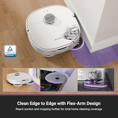 Eureka J15 Pro Ultra Robot Vacuum and Mop with Self Emptying Base, 16,200 Pa Suction, Flex-Arm Design Mop, Auto Mop Hot Water Washing & Hot Air Drying, Anti-Tangle, AI Obstacle Avoidance, Black - Image 7