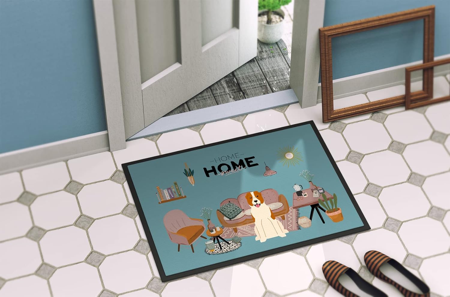 Caroline’s Treasures CK7894MAT Central Asian Shepherd Dog Sweet Home Doormat 18×27 Front Door Mat Indoor Outdoor Rugs for Entryway, Non Slip Washable Low Pile, 18H X 27W - Image 4