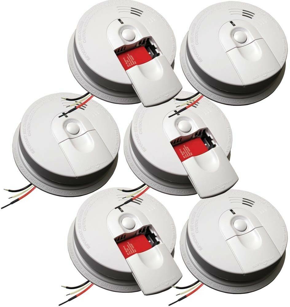 Firex Hardwire Smoke Detector 9V Battery Backup Front Load Battery Door (6-Pack)