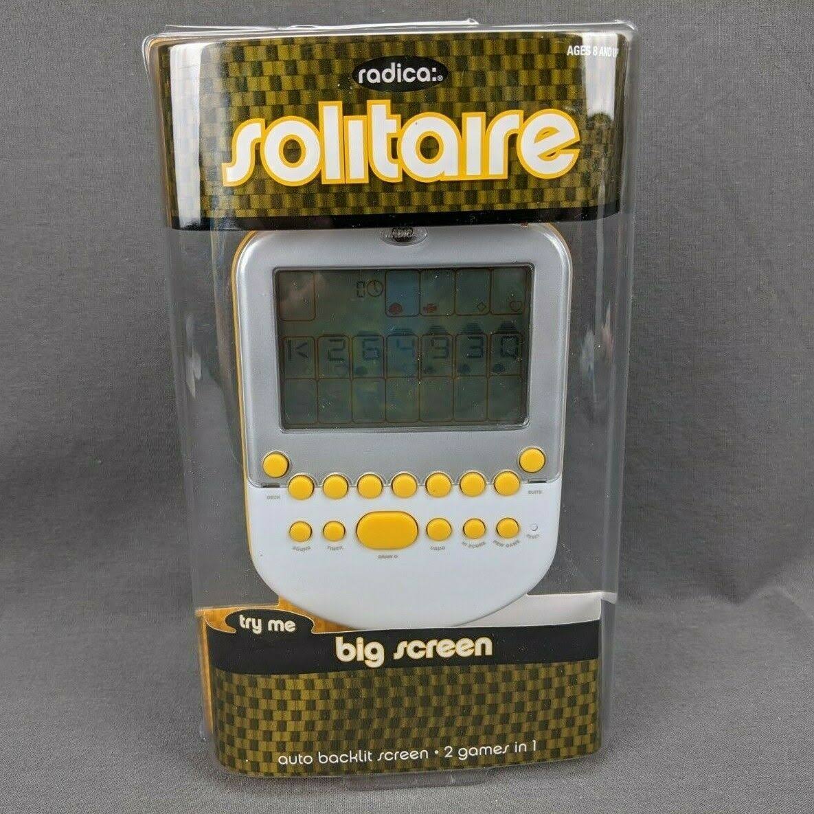 Radica Big Screen Solitaire Electronic Handheld Game 2008 Yellow White - Image 2