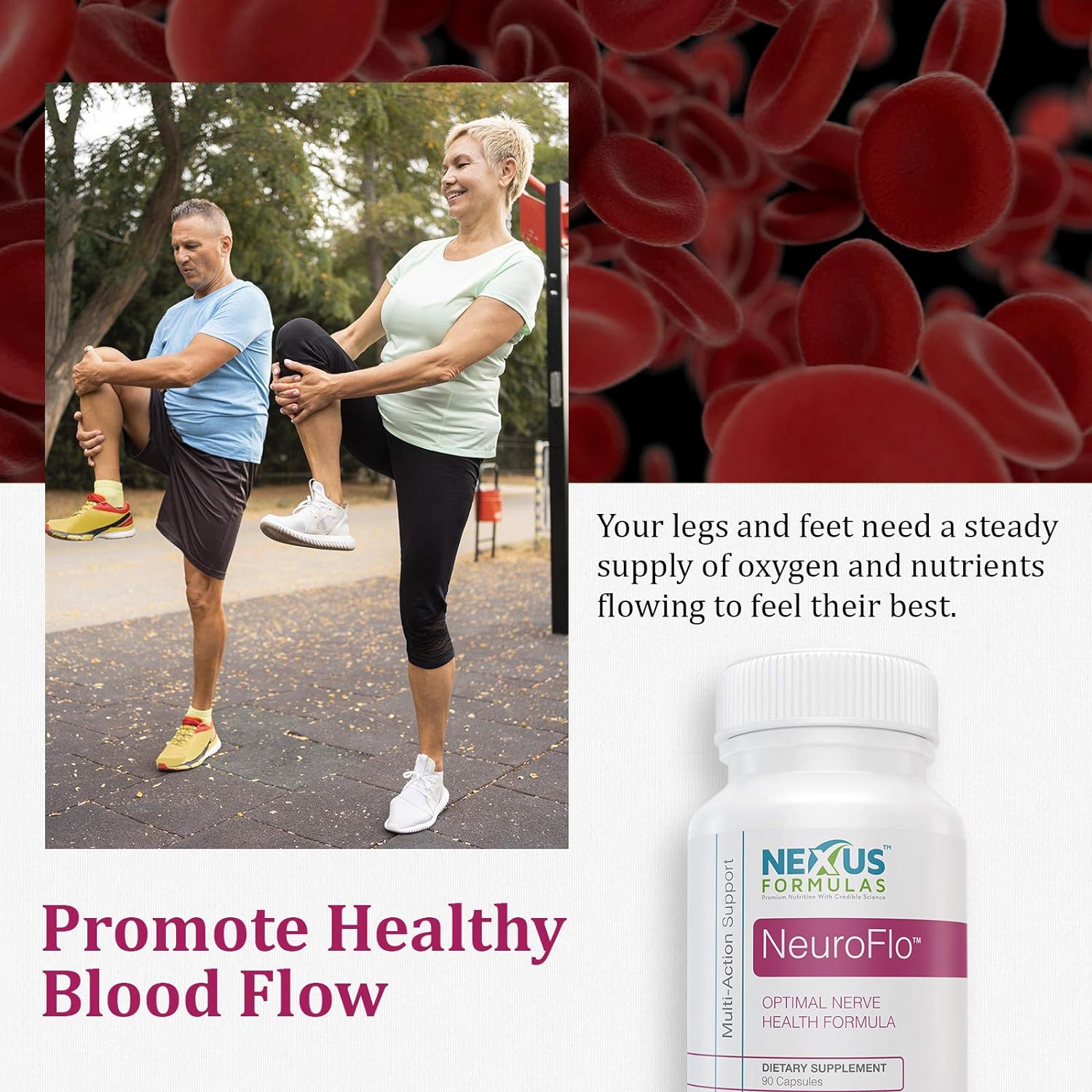 Nexus Formulas NeuroFlo Supplement – Circulation and Vein Support for Healthy Legs – Horse Chestnut Formula for Nerve Function, Numbness, Tingling - Image 6
