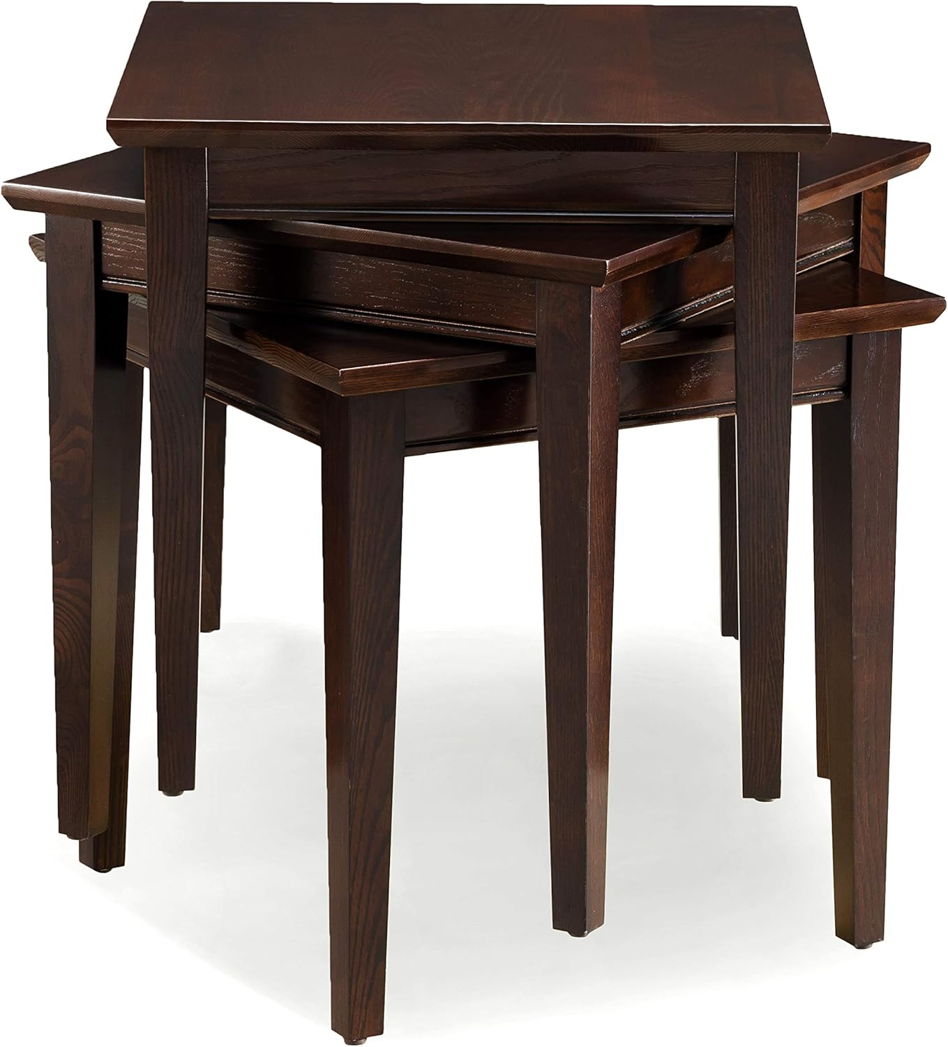 Leick Stacking Table Set, Black and Medium Oak - Image 2