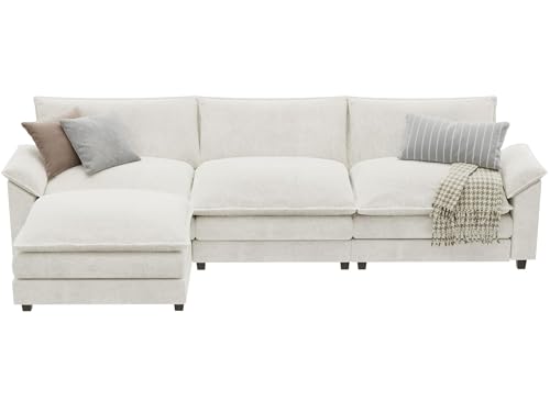YESHOMY Sectional Modular Sofa U Shaped Chenille Fabric Couch with High Supportive & Soft Sponges and Removable Ottoman, Sleeper Comfy Upholstered Furniture for Living Room, Grey - Image 30