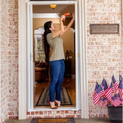 Alternative view of Larson Brisa 36-in x 96-in Brown Aluminum Frame Retractable Screen Door | 77210481