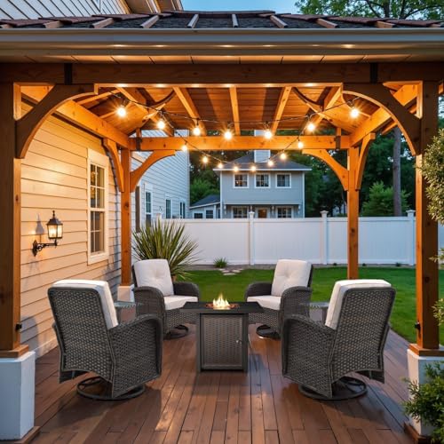 Patio Wicker Chairs Swivel Rocker – Outdoor Swivel Rocking Chairs Set of 2 with Rattan Side Table, Patio Swivel Glider Chair 3 Piece Patio Furniture Sets for Deck Porch Pool Brown/Blue - Image 82