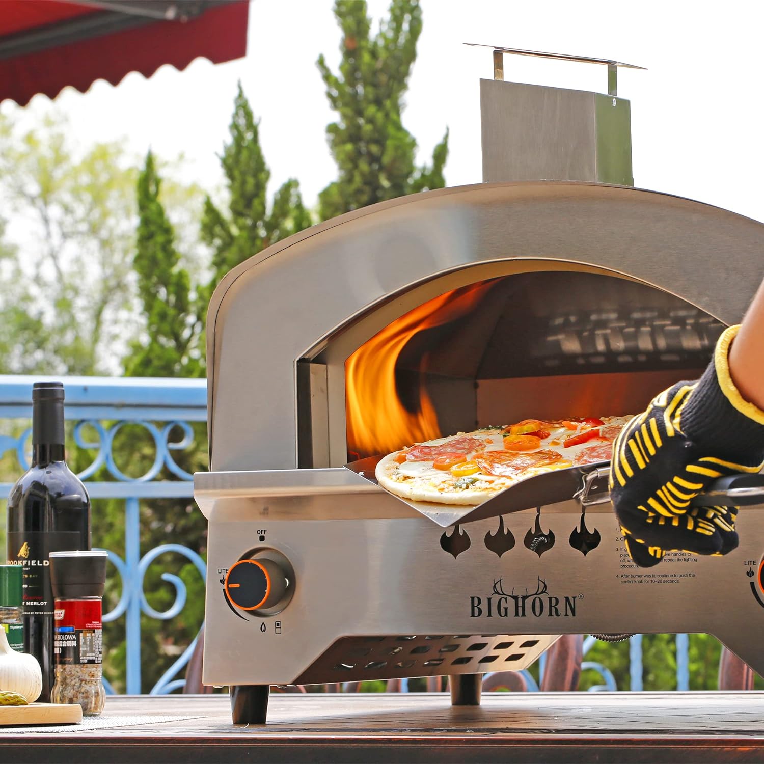 BIG HORN OUTDOORS Gas Pizza Oven, Portable Propane Pizza Oven with 13 inch Pizza Stone, Stainless Steel Pizza Maker for Outdoor Cooking - Image 6