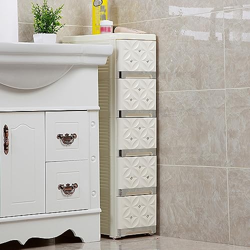 Narrow Bathroom Removable Medicine Cabinet Tall Corner Cabinet with Storage Drawers and Casters, Side Cabinet Crevice Shelf for Kitchen, Living Room, Laundry Room, Bedroom - Image 5