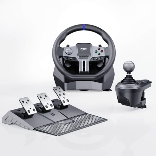 PXN – V9 Gen2 Racing Wheel – 270&900?? Car Sim, 3 Pedals, H Shifter, APP Support, Vibration Feedback – Gaming Steering Wheel for PC, PS3, PS4, Xbox One, Xbox Series X/S