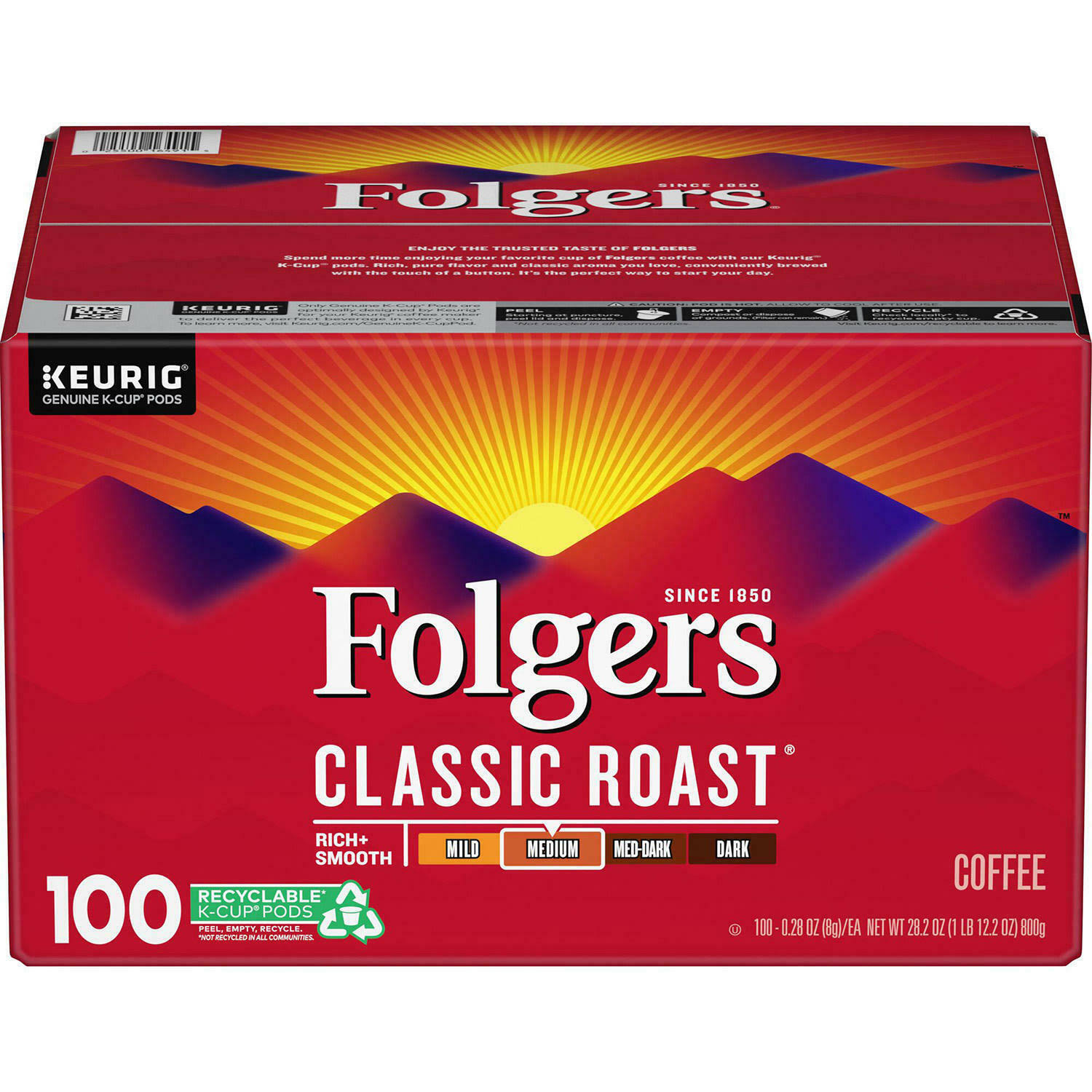 Folgers Classic roast Coffee K Cups 100 ct