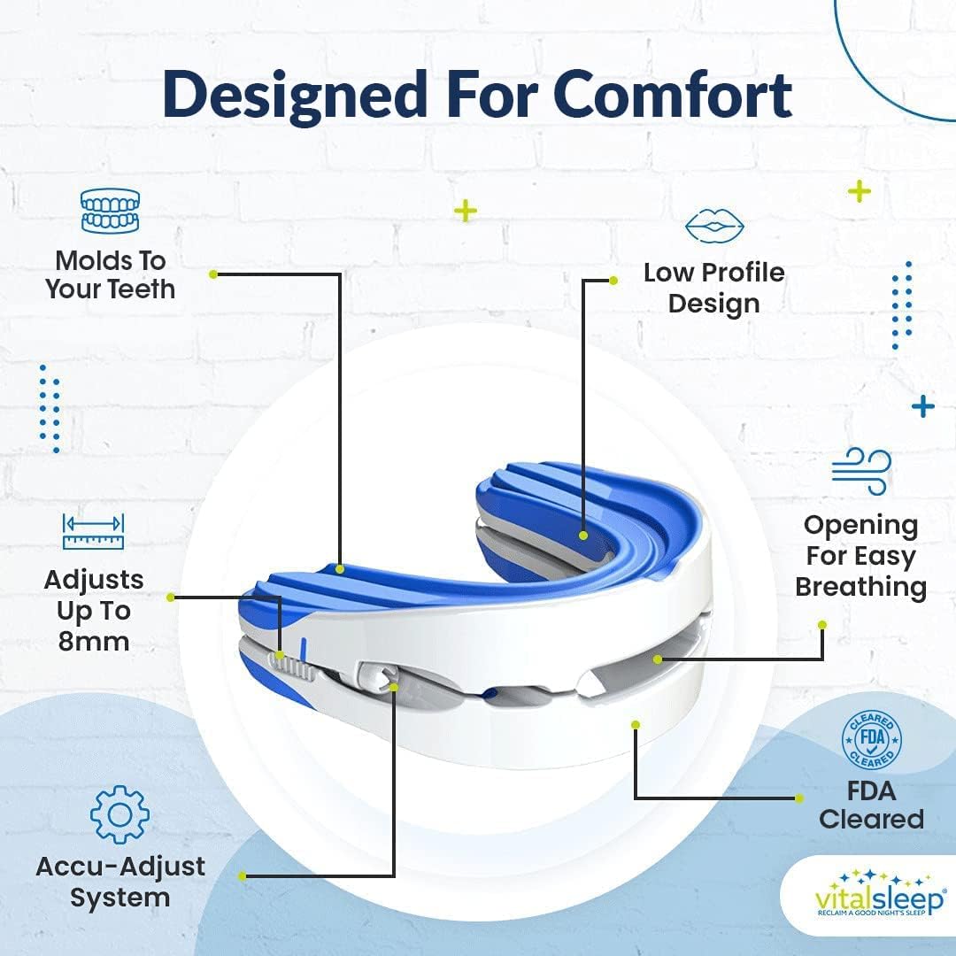 VitalSleep Anti-Snoring Mouthpiece + Sleep Mask, Custom Adjustable Jaw Positioning, USA Made & FDA Cleared Snoring Solution, BPA-Free, Comfortable Fit - Image 4