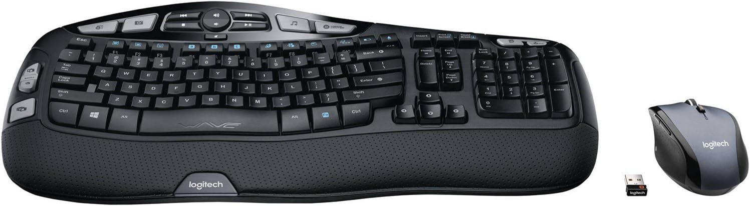 Logitech – MK570 Comfort Wave Wireless Keyboard and Optical Mouse (Renewed)