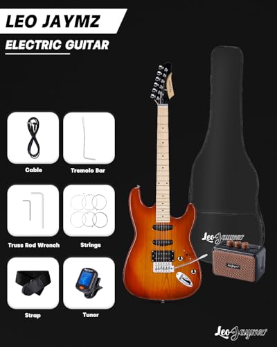 Leo Jaymz 39 Full Size ST Style Electric Guitar Starter Kit with SSH Pickup, 5W Portable Amp, Tuner, Gig Bag, Strap & Accessories (Violet Ocean) - Image 10