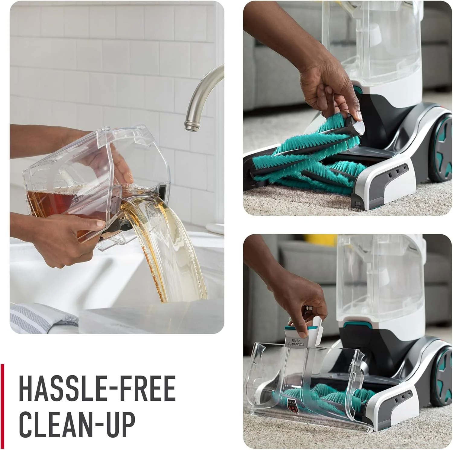 Hoover SmartWash+ Automatic Carpet Cleaner Machine, for Carpet and Upholstery, Deep Cleaning Carpet Shampooer, Carpet Deodorizer and Pet Stain Remover FH52000, Turquoise - Image 3