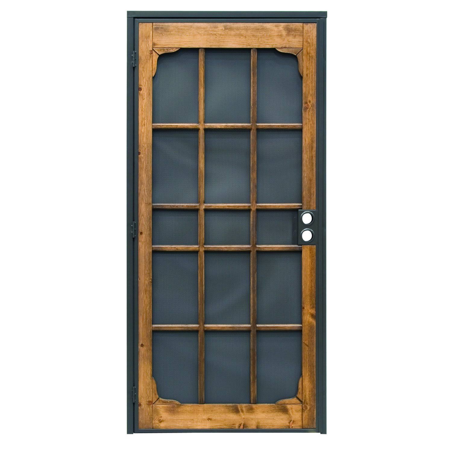 Precision Screen & Security Wood Guard Reversible Handing Security Door, Bronze
