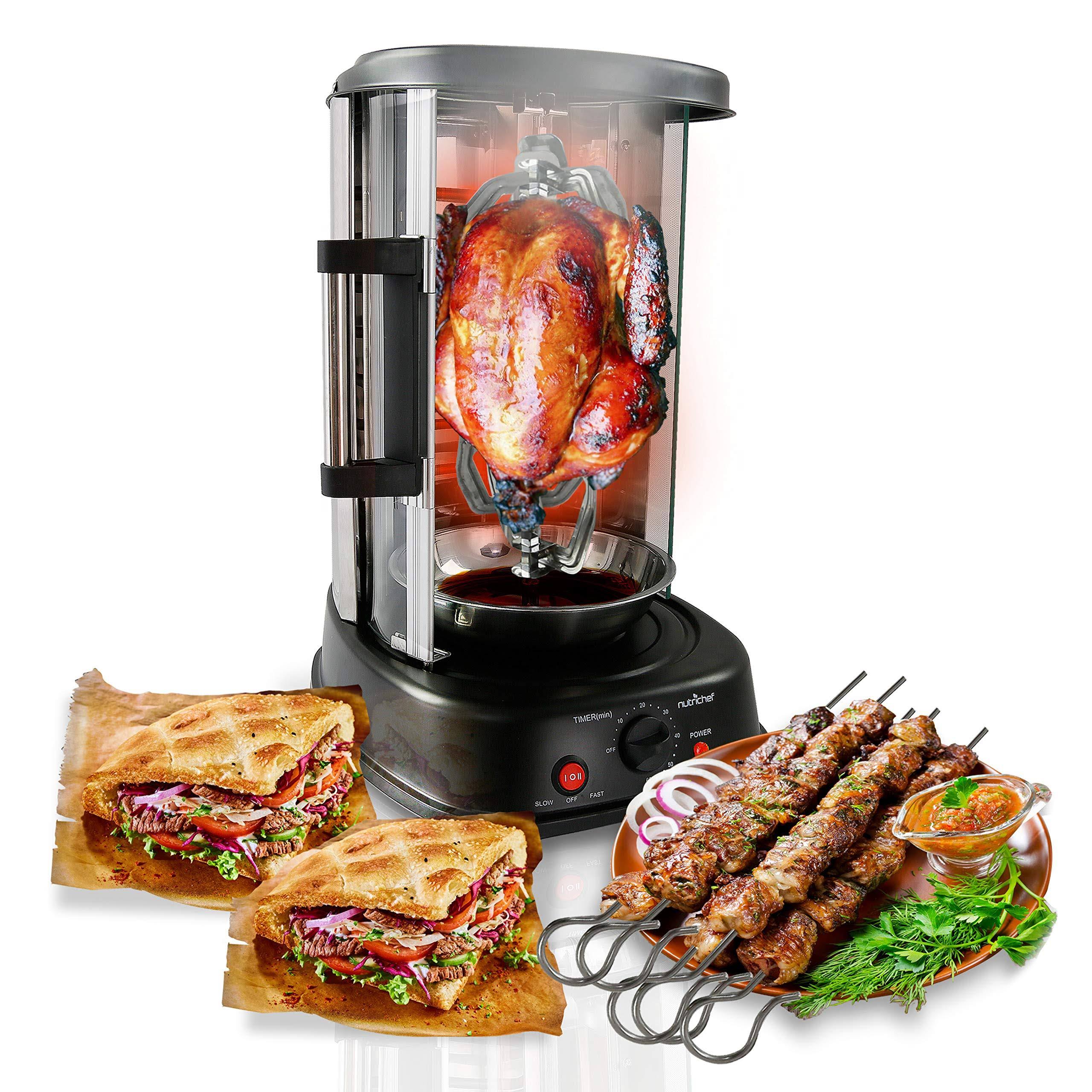 Nutrichef Vertical Rotisserie Oven – Rotating Kebob Cooker, Black - Image 6