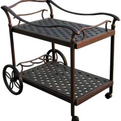 Outdoor Serving cart Patio Tea cast Aluminum Furniture Desert Bronze