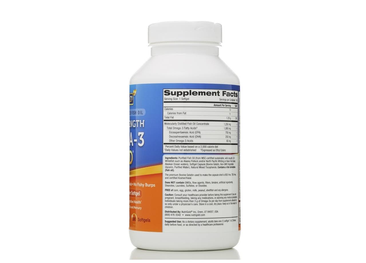 NutriGold Triple Strength Omega-3 Fish Oil 180 Softgels - Image 6