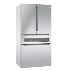 Alternative view of Bosch – 800 Series 20 Cu. Ft. 4-Door French Door Counter-Depth Smart Refrigerator with Beverage Cooler Drawer – Stainless steel