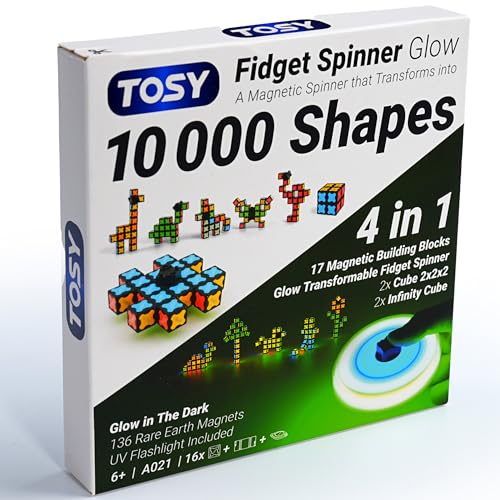 TOSY Magnet Fidget Spinner Mini – 8 Blocks, 3 in 1 Toy: Transformable Fidget Spinner, Infinity Cube, 2×2 Puzzle Cube, Stress Relief, STEM Magnet Tiles Birthday Gift for Kids/Boys/Girls/Adults, 4-Pack - Image 2