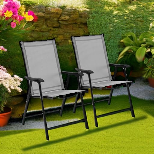 Yaheetech Patio Dining Chairs Set of 4 with Armrests, Outdoor Folding Chairs with Metal Frame and Backrest for Lawn, Garden, Yard and Poolside, Black - Image 26